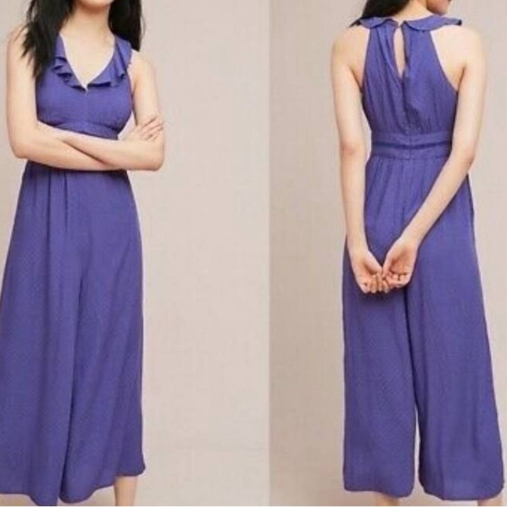 Anthropologie Blue Polka Dot Jumpsuit